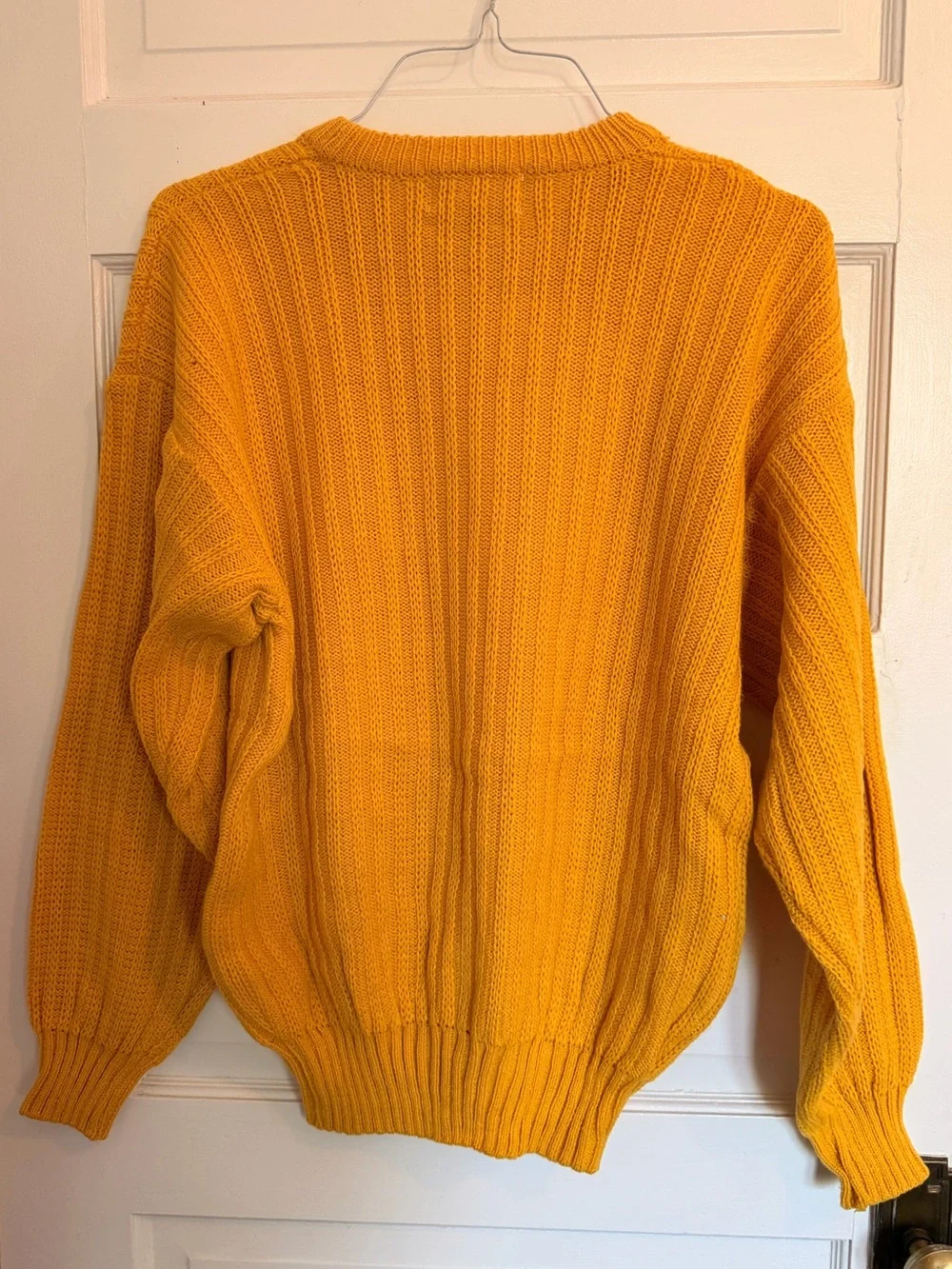 Men's Ribbed Knit Sweater in Bright Yellow